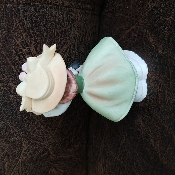 Vtg Adorable Little Green Dress Porcelain Baby Doll Figurine Made In Japan - Picture 9 of 12